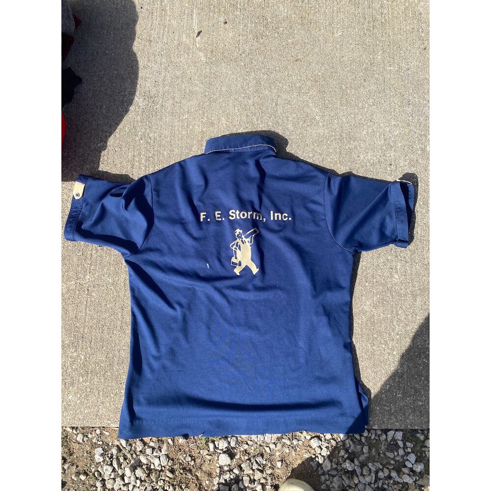 Vintage King Louie Men L Bowling Polo button Navy Blue short sleeve shirt - Picture 4 of 5